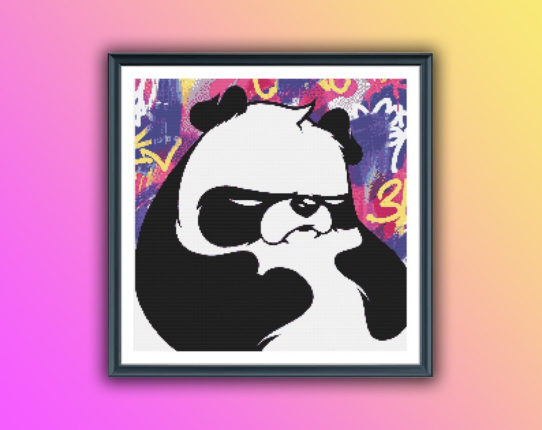 Angry Panda Cross Stitch Pattern: Leo Lunatic Embroidery Chart ...