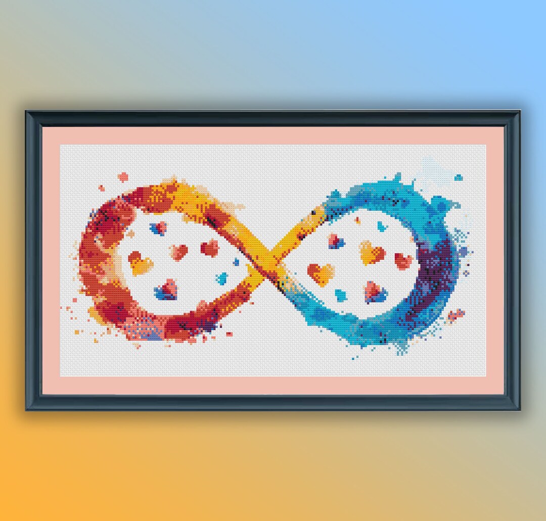 Vibrant Watercolor Rainbow Infinity Symbol Cross Stitch Pattern ...
