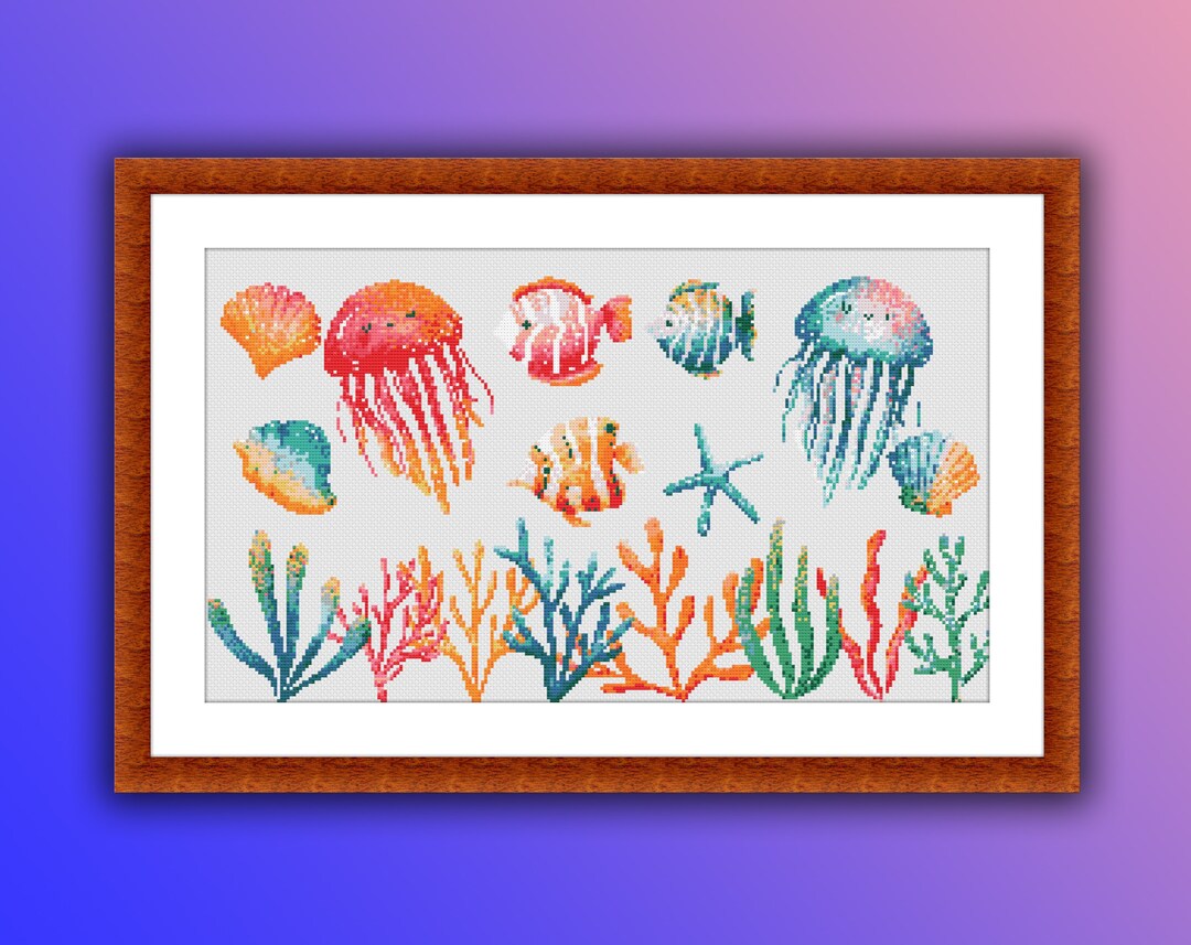 Ocean Animals Counted PDF Cross Stitch Pattern, Aqua World, Baby Ocean ...