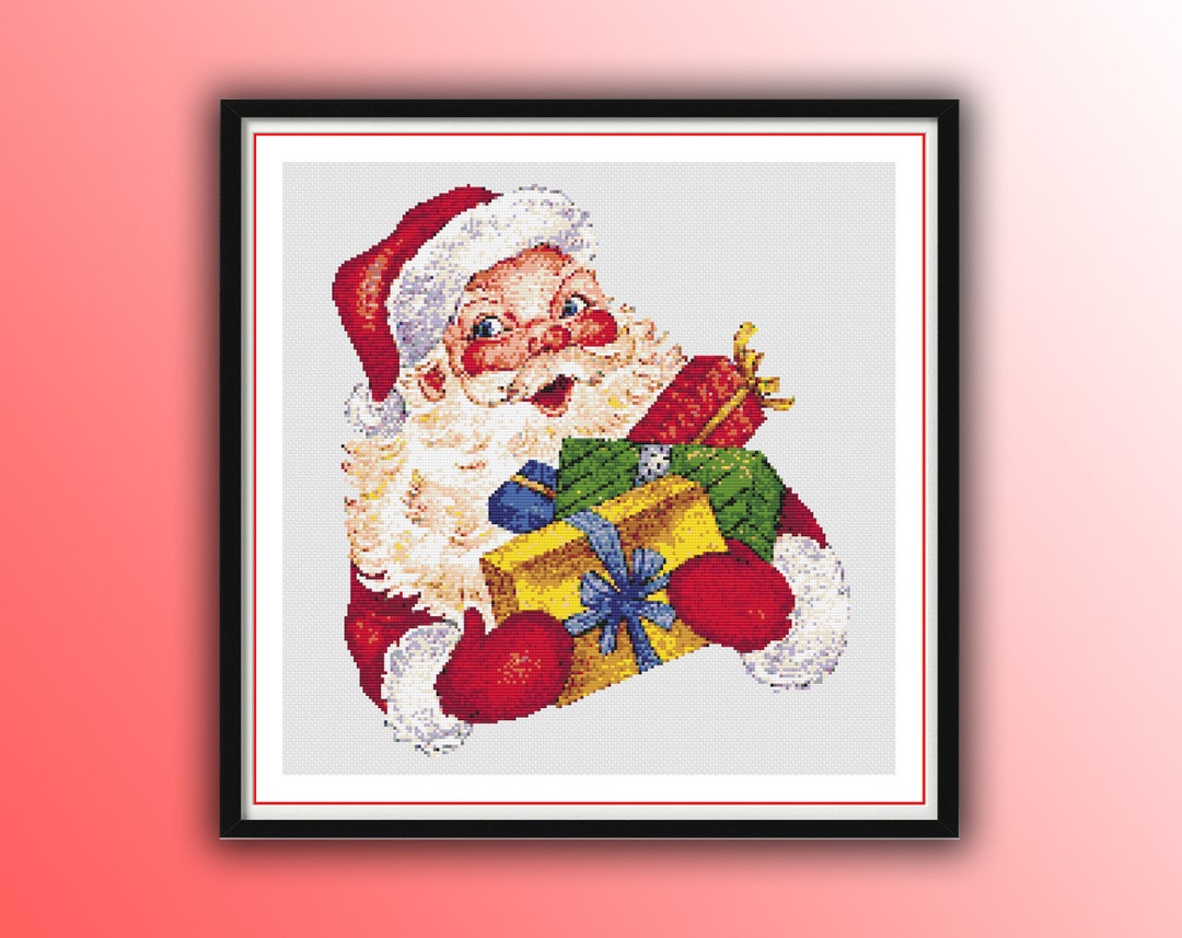 Vintage Santa Claus Counted Cross Stitch PDF Pattern, Merry Christmas ...