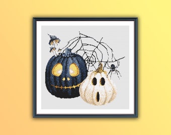 Gothic Halloween Counted Cross Stitch Pattern: Spooky Pumpkins, Ghosts & Costumes PDF