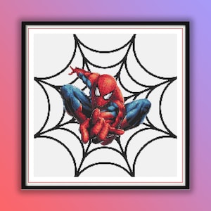 Spider Man Counted Cross Stitch PDF Pattern, Cartoon Characters, Hand Embroidery, Modern Cross Stitch