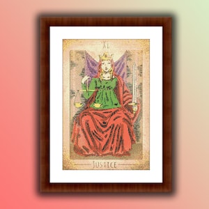 Patrón de punto de cruz contado de la carta del tarot de la justicia en PDF, patrón de punto de cruz de astrología, gráfico de punto de cruz de cartas del tarot