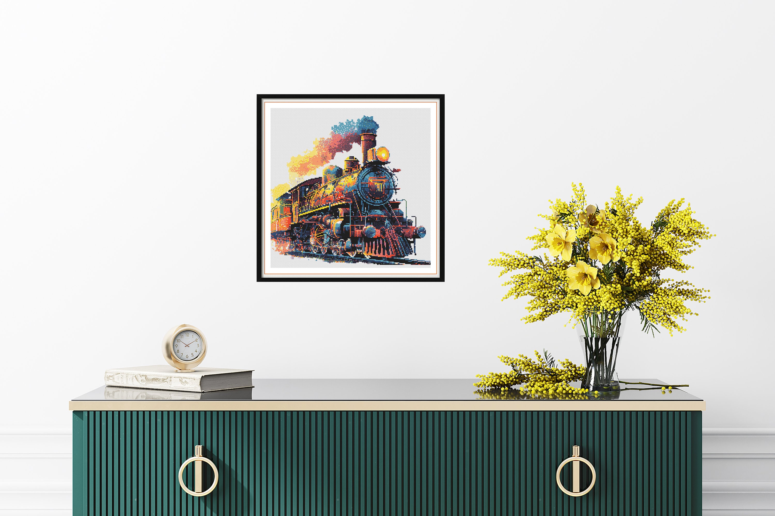 Machine Embroidery Steam Engine Eatsy Vintage Watercolor Steam Locomotive Cross Stitch Pattern - PDF Chart ...