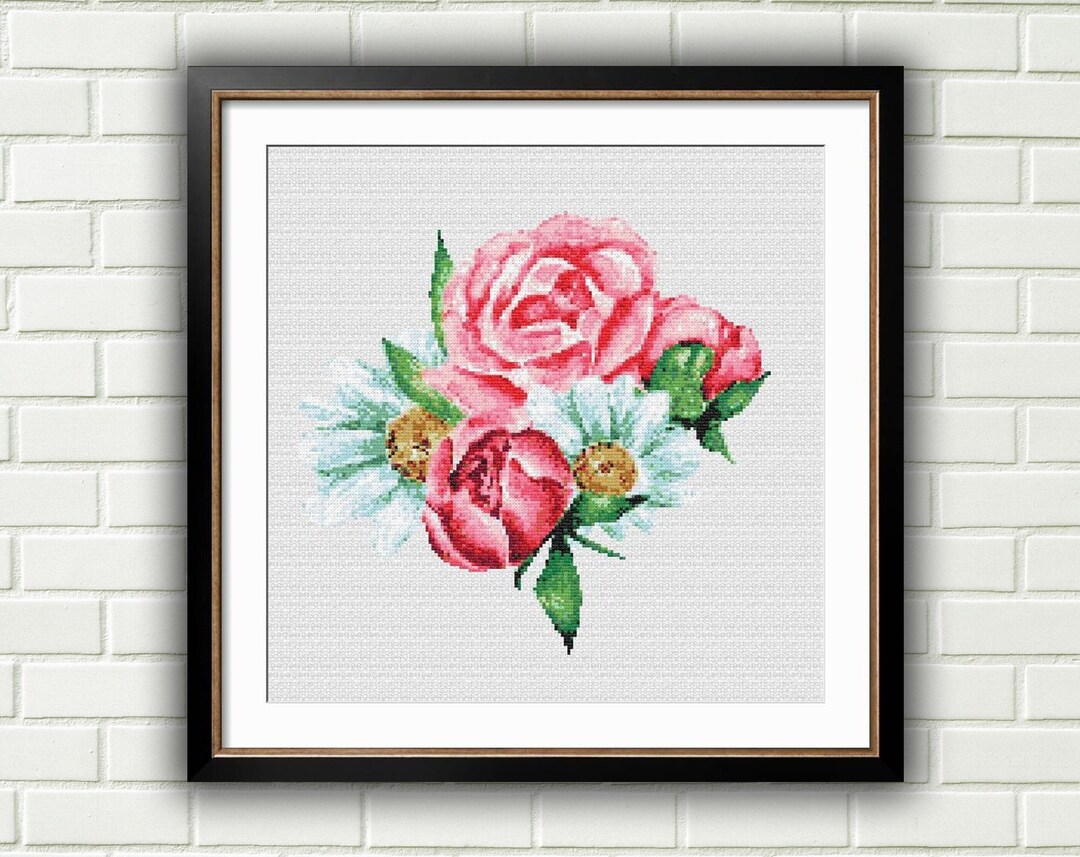 Flower Cross Stitch Pattern Bouquet Cross Stitch Flower Etsy