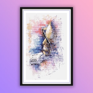 Watercolor Jazz Ray Charles Counted Cross Stitch PDF Pattern, Jazz Music Lovers, Modern Cross Stitch, Hand Embroidery