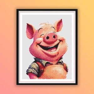 Watercolor Funny Pig Cross Stitch Pattern: Farm Animal Embroidery (PDF Pattern)