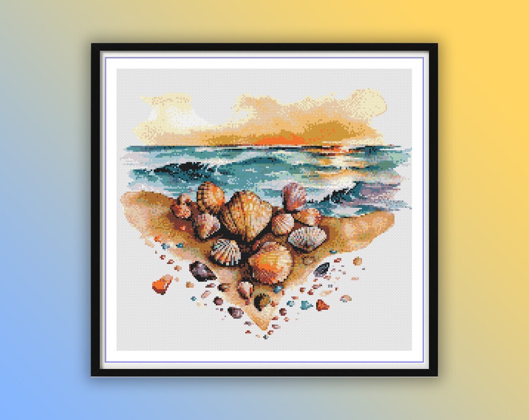 Watercolor Sea Shells on the Beach Counted Cross Stitch PDF - Etsy UK