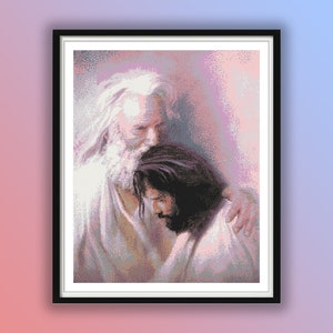 Father and Son Cross Stitch Pattern: Jesus Christ Embroidery (PDF Pattern)