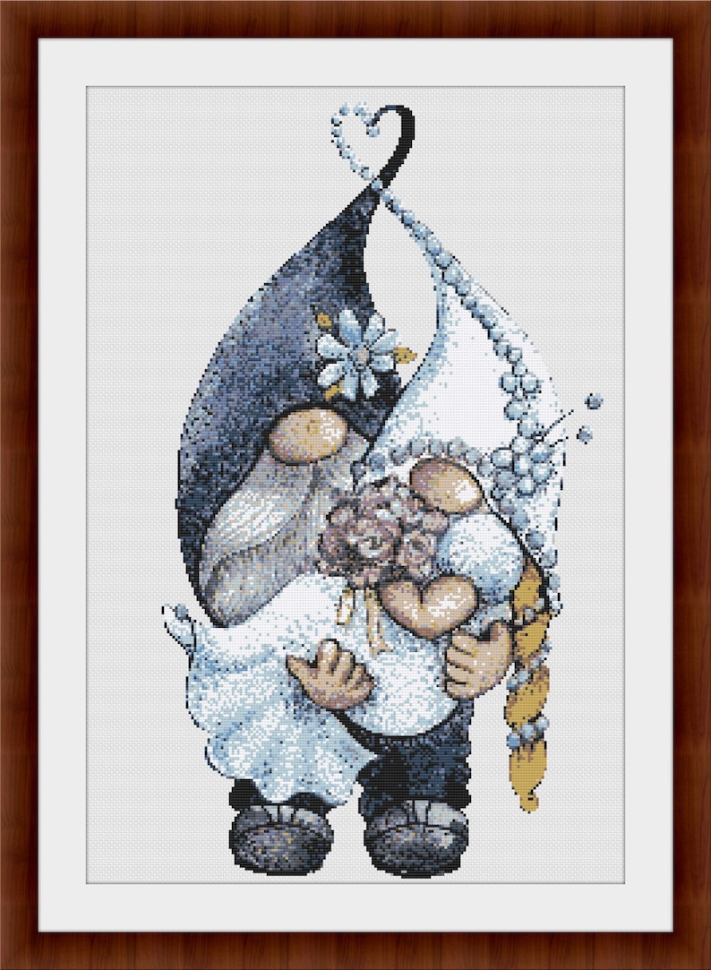 Wedding Gnomes Counted Cross Stitch PDF Pattern Cute Wedding Etsy