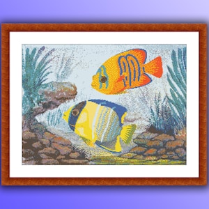 Aquarell Aquarium Kreuzstich Muster: Tropische Ozeantiere PDF - Instant Download
