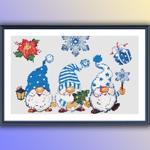 Holiday Gnome Cross Stitch Pattern: Festive Santa & Tree PDF - Instant Digital Download