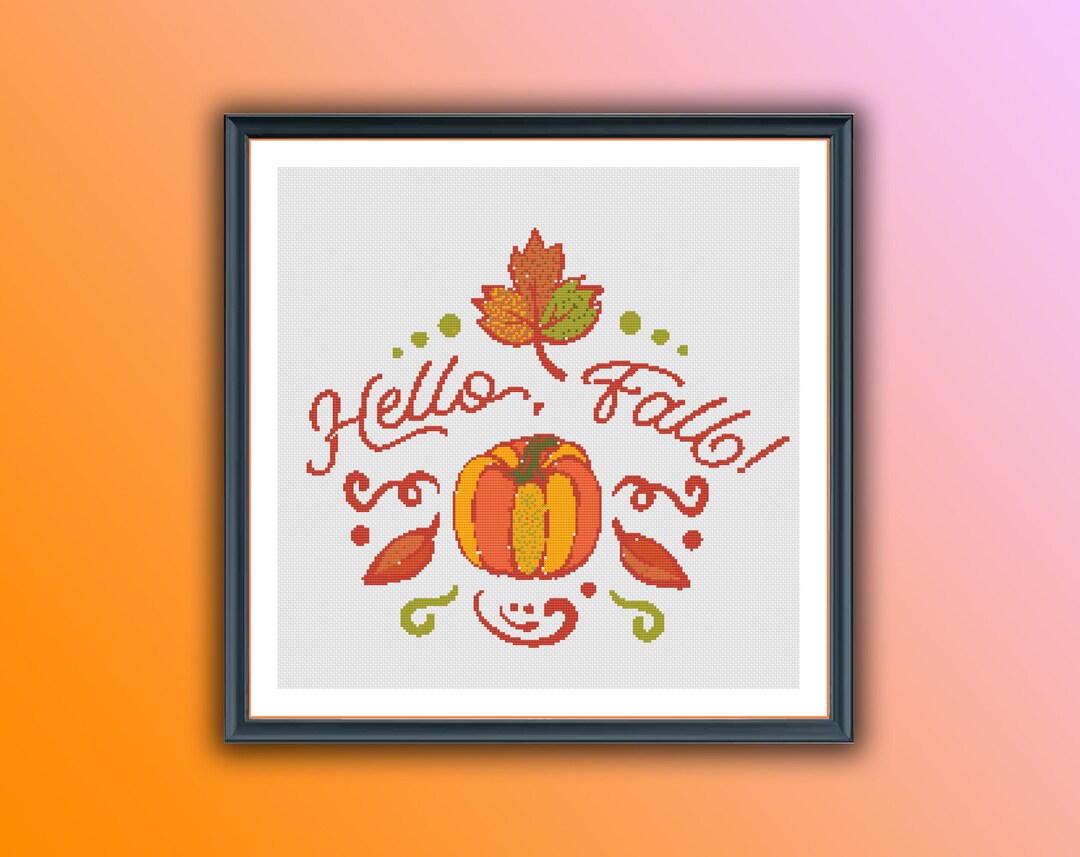 Autumn Leaves Cross Stitch Pattern: Fall Foliage Embroidery Design ...