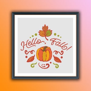 Autumn Leaves Counted Cross Stitch PDF Pattern, Fall Cross Stitch, Maple Leaves, Acorn, Autumn Hand Embroidery, Needlepoint