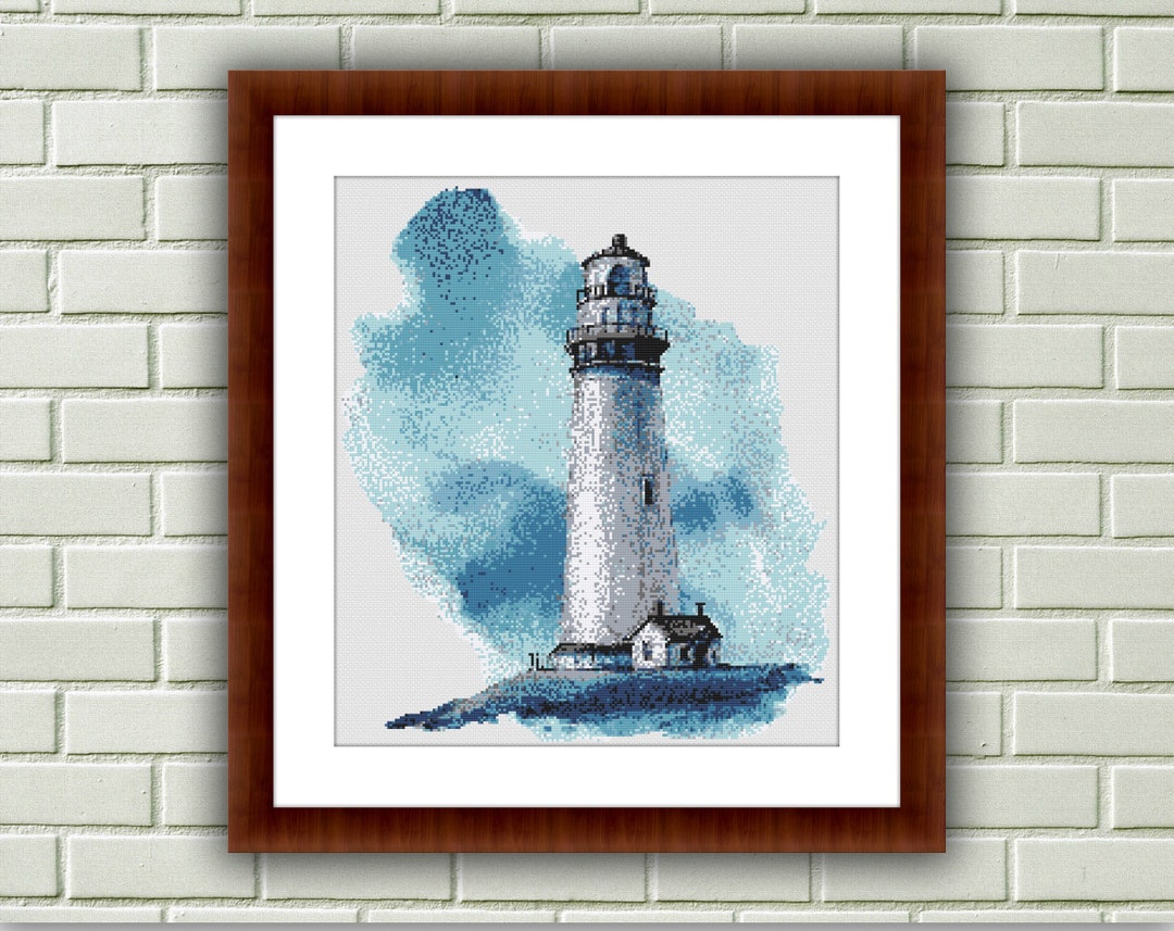 Watercolor Lighthouse Counted Cross Stitch PDF Pattern, Digital Cross ...