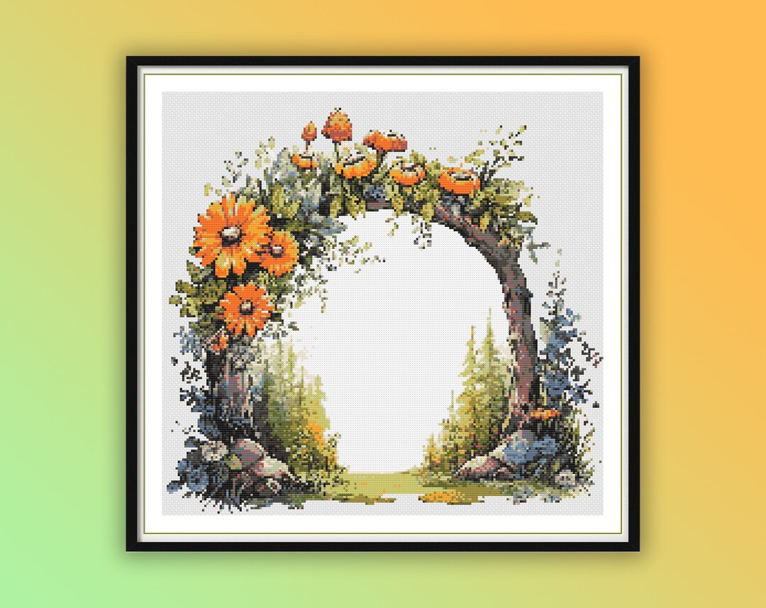 Enchanted Forest Arch Counted Cross Stitch Pattern: Watercolor Autumn ...