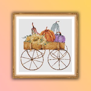 Autumn Harvest Cross Stitch Pattern: Sunflowers, Pumpkins, and Fall Foliage - PDF Instant Download