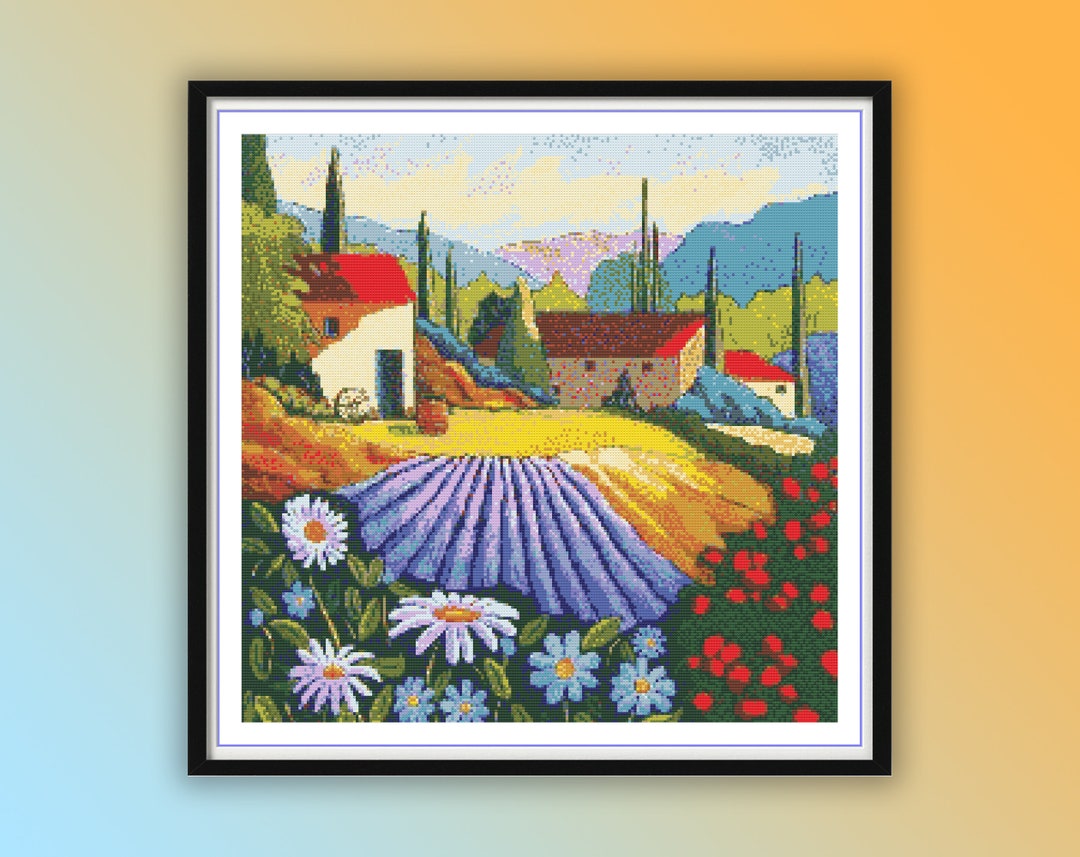 Watercolor Spring Nature Landscape Counted Cross Stitch PDF Pattern ...
