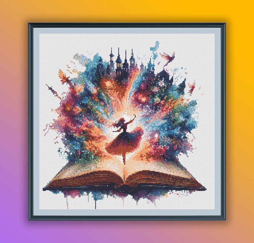 Enchanting Watercolor Fairy Tale Book Cross Stitch Pattern - PDF ...