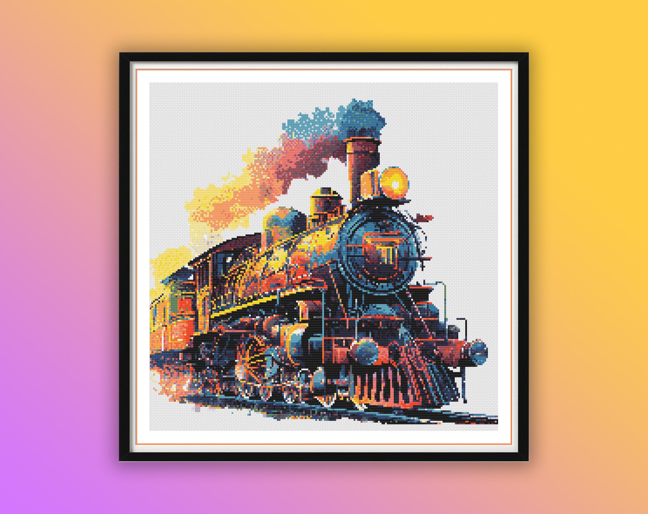 Machine Embroidery Steam Engine Eatsy Vintage Watercolor Steam Locomotive Cross Stitch Pattern - PDF Chart ...