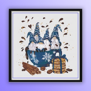Festive Gnome Christmas Mug Cross Stitch Pattern - PDF Download for Holiday Needlework