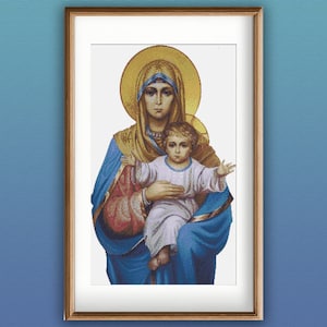 Mother of God Cross Stitch Pattern: Jesus Religious Design (PDF Download)