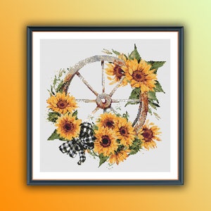 Autumn Sunflowers Counted Cross Stitch PDF Pattern, Bouquet Cross Stitch, Flower Arrangement, Sunflowers Hand Embroidery, Needlepoint