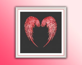 Angel Wings Counted Cross Stitch PDF Pattern, Religious Hand Embroidery Design, Instant Download Cross Stitch PDF Chart