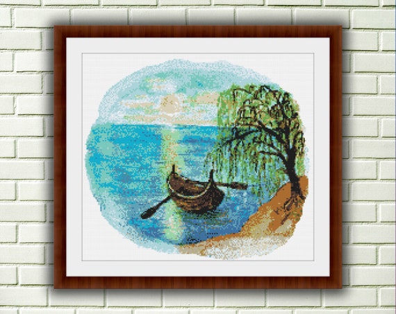 Landscape Sailboat Ocean Diamond Painting Cross Stitch Bedroom