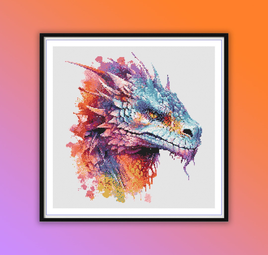 Watercolor Fire Dragon Cross Stitch Pattern: Yin Yang Japanese ...