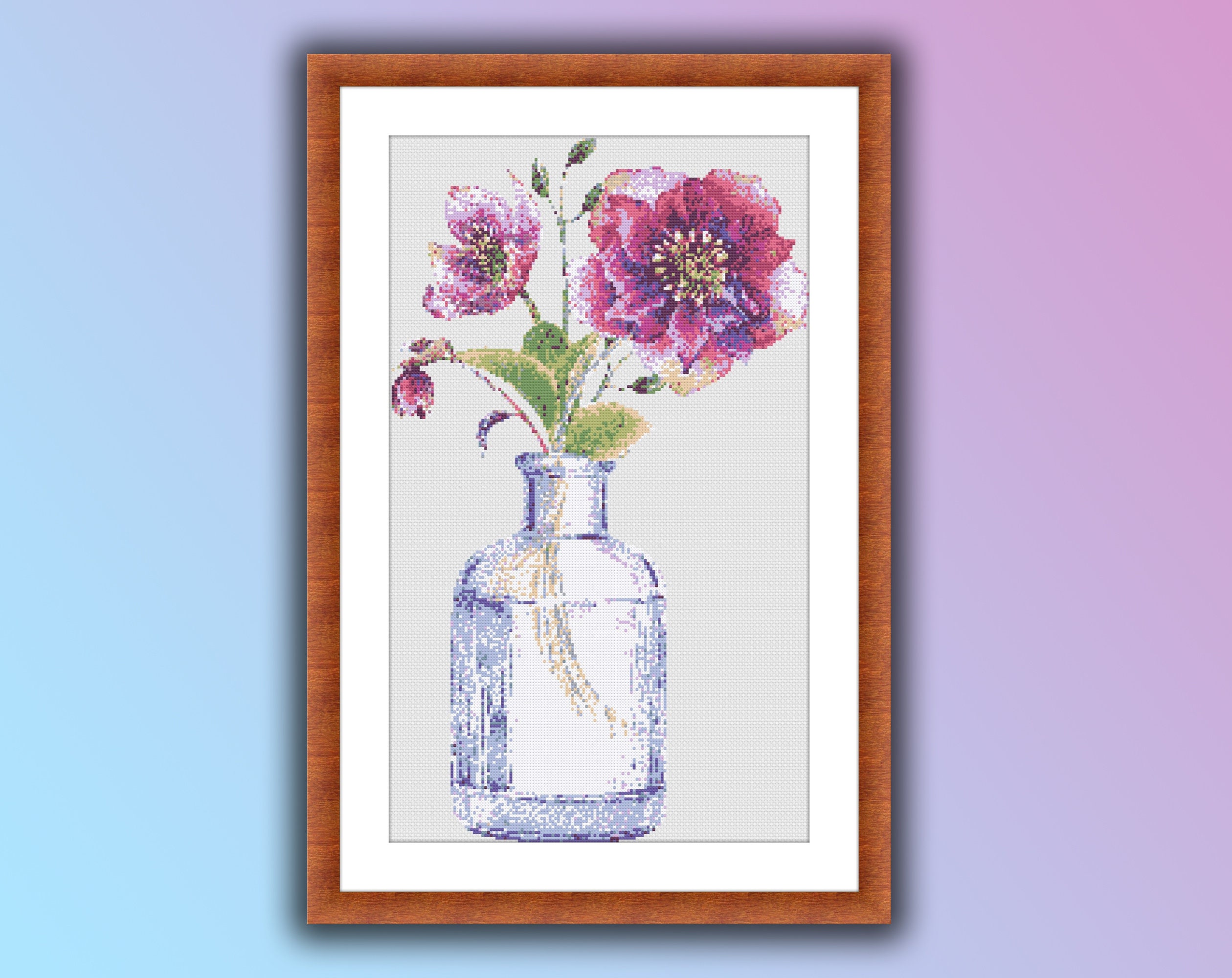 Books With Flowers Counted Cross Stitch Pattern, Modern Hand Embroidery  Design, Digital Cross Stitch Chart 