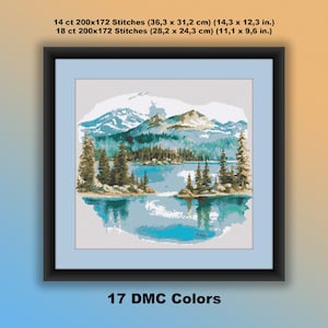 Gezähltes Kreuzstichmuster, PDF Vorlage, moderne Kreuzstichvorlage, Tahoe Berge, moderne Kreuzstichvorlage