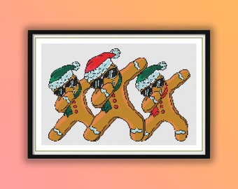 Christmas Gingerbreads Counted Cross Stitch PDF Pattern, Cookie Baking Crew , Christmas Hand Embroidery, Needlepoint Pattern