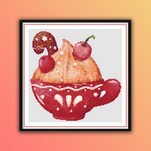 Christmas Dessert Cross Stitch Pattern: Ice Cream, Cupcake, Cookies PDF - Holiday Treats Needlework