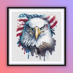 Patriotic Eagle Flag Cross Stitch PDF – America 250 Anniversary