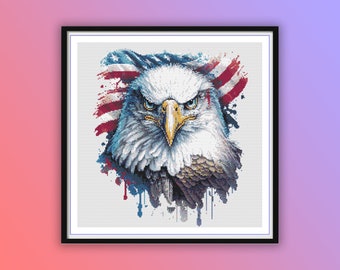 Bandera del Águila Patriótica en Punto de Cruz (PDF) – 250.º Aniversario de Estados Unidos