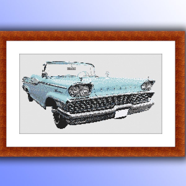 Vintage Retro Car Counted Cross Stitch PDF Pattern, Classical Cars Cross Stitch PDF Pattern, Antique Car Cross Stitch, Instant Download