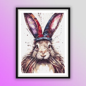 Aquarell Osterhase Kreuzstich Muster: Blumen Frühling Tier PDF - Sofortiger digitaler Download