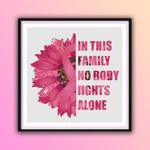 Patrón de punto de cruz de girasol para concienciar sobre el cáncer de mama: gráfico PDF fácil para bordado y bordado