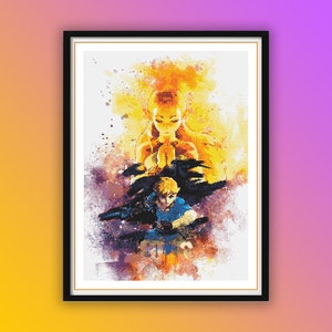 Aquarell Zelda Kreuzstich Muster: Breath of the Wild Stickdatei PDF zum Sticken