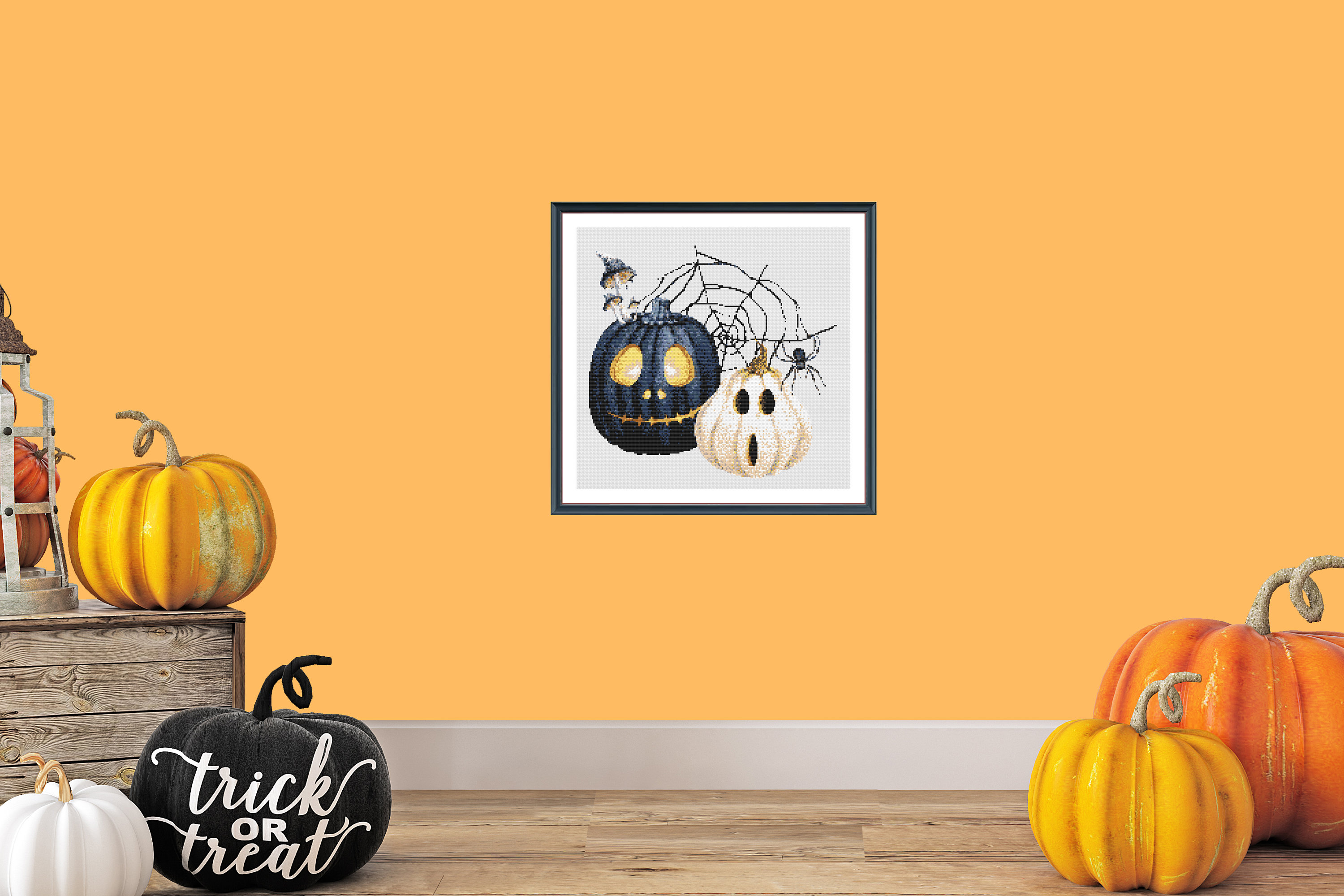 Gothic Halloween Pumpkins Counted Cross Stitch PDF Pattern - Etsy