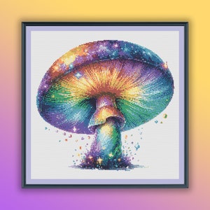 Whimsical Watercolor Mushroom Cross Stitch Pattern: Colorful Forest Fungi PDF for Modern Embroidery