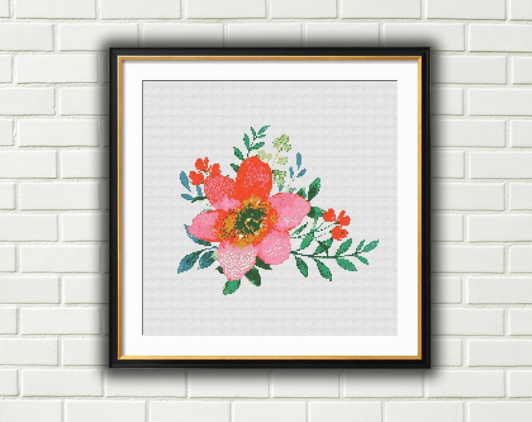 Flower Cross Stitch Pattern Bouquet Cross Stitch Flower Etsy