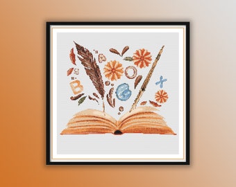 Libro de acuarelas vintage y patrón de punto de cruz floral: descarga instantánea en PDF para amantes de las manualidades+