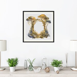 Watercolor Enchanted Forest Frame Counted Cross Stitch PDF Pattern ...