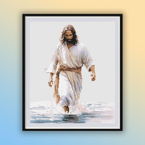 Watercolor Jesus is The Savior Counted Cross Stitch PDF Pattern, Jesus Christ Religious Cross Stitch, Hand Embroidery, Modern Cross Stitch