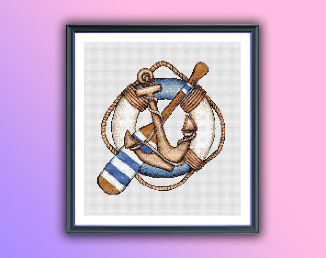 Anchor Counted Cross Stitch PDF Pattern Sailor Cross Stitch Etsy