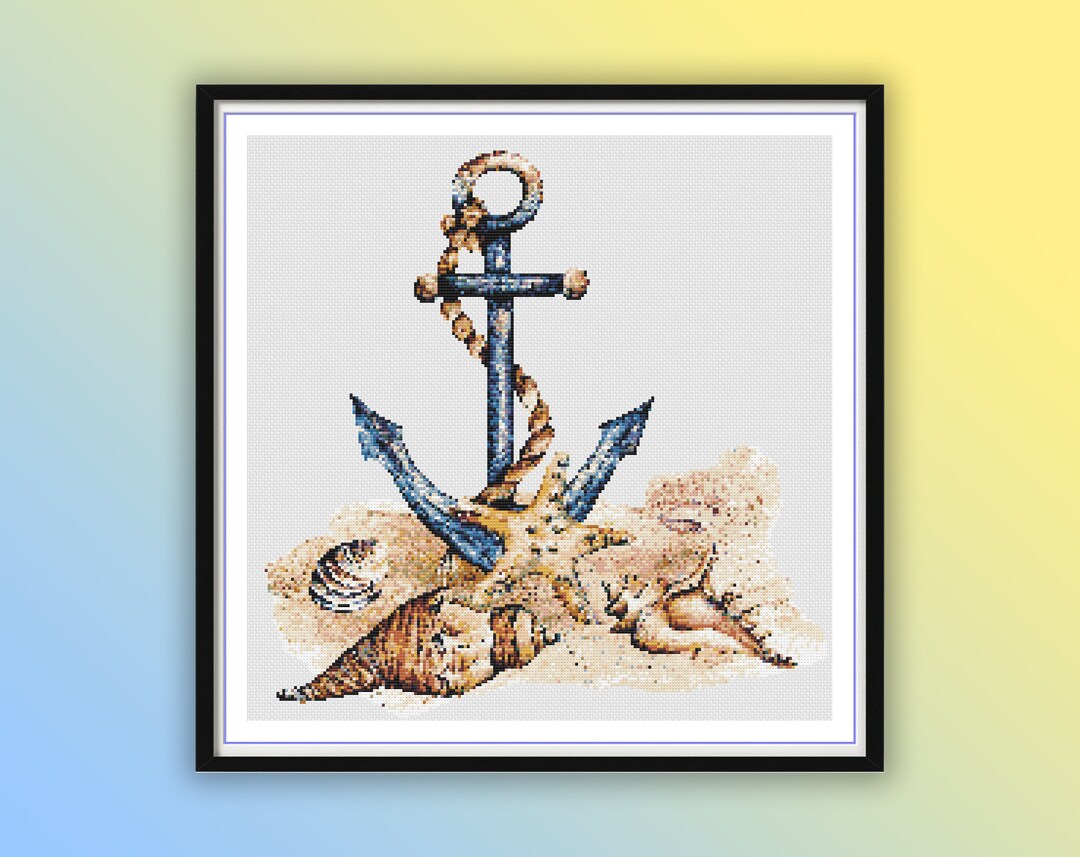 Watercolor Sea Treasures Counted Cross Stitch PDF Pattern, Anchor ...