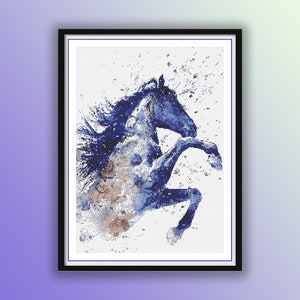 &quot;Aquarell Pferd auf dem Bauernhof Kreuzstichmuster - Sofortiger PDF-Download für Handstickerei.&quot;