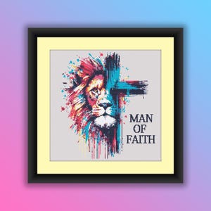 Aquarell Mann des Glaubens Christian Jesus Kreuzstich PDF Muster, religiöse Handstickerei, moderne Kreuzstichvorlage